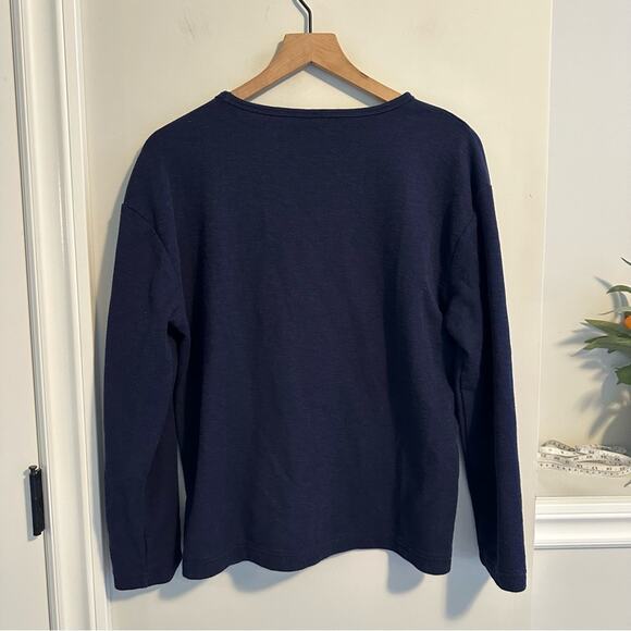 GAP Navy Blue Ribbed Crewneck Knit Long Sleeve Top Large - Picture 4 of 9